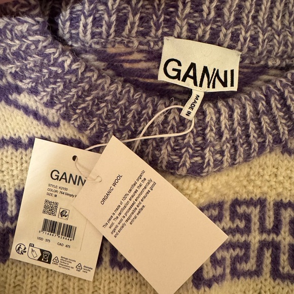 NWT GANNI 100% SWEATER PURPLE - Picture 2 of 3